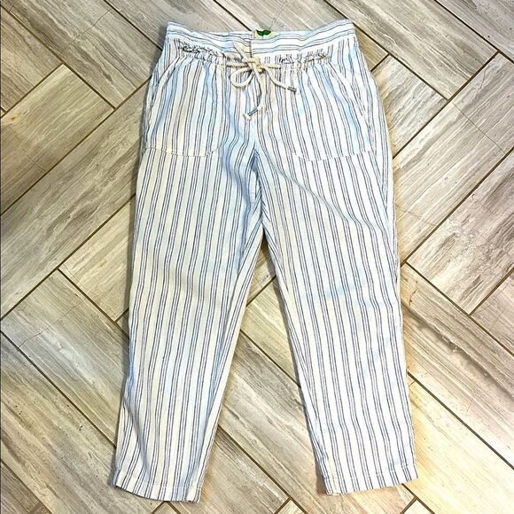Anthropologie Pants - Anthropologie White and Blue Light Weight Cotton Pants with Nautical Stripes